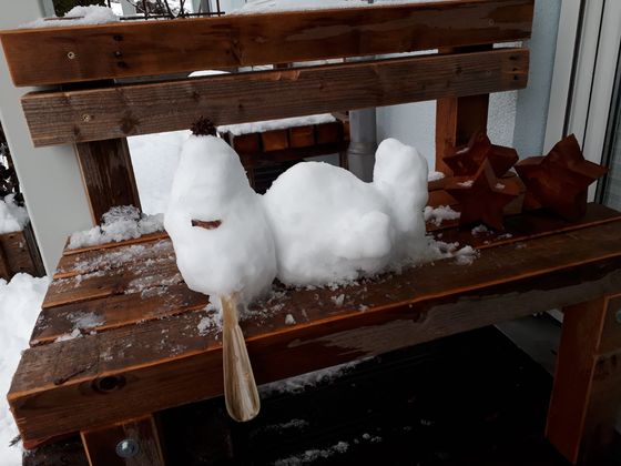 Bei so viel Schnee muss auch "Snoopy" mal Pause machen.