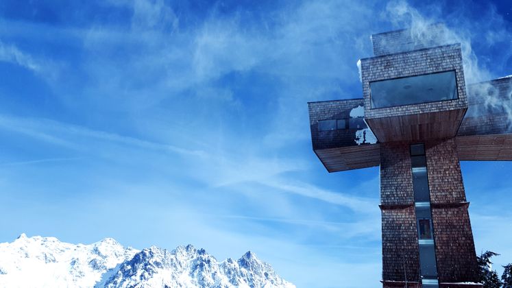 Das Jakobskreuz im Schneesturm.