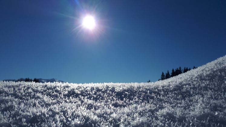 Glitzernde Schneekristalle.