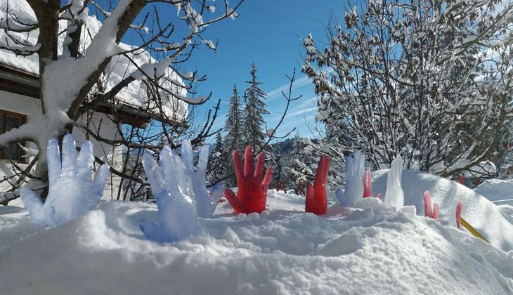 Schnee macht Spaß - gesehen beim Kindergarten Leutasch.