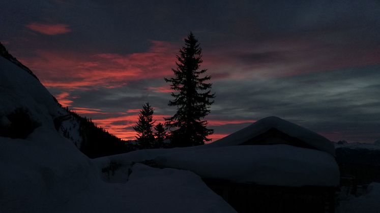 Wunderbarer Tagesbeginn auf der Wettersteinhütte.